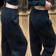 批发正立体腰】黑色lulu运动裤女春<b class='q'>秋</b>新款宽松慵懒阔腿裤休闲直筒卫裤