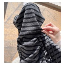 批发立体腰头】慵懒感灰色条纹阔腿裤女春<b class='q'>秋</b>新款直筒高腰垂感显瘦