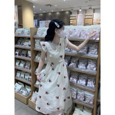 批发新中式印花<b class='q'>连衣裙</b>女夏季小飞袖温柔风气质甜美绝美奶fufu初恋长裙