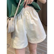 批发【水洗全棉】卡其色工装阔腿<b class='q'>短裤</b>女高腰宽松百搭<b class='q'>休闲</b>裤A字五分裤