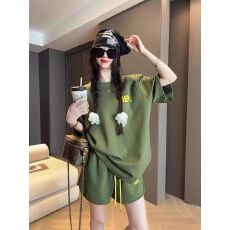 批发慵懒风休闲<b class='q'>运动服</b>套装女夏季2026新款<b class='q'>韩版</b>圆领短袖短裤两件套