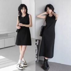 批发黑色连衣裙女春夏2026新款高级感<b class='q'>无袖</b>吊带小个子内搭打底背心长裙
