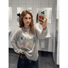 批发美式趣味星星印花长袖T恤罩衫女<b class='q'>夏</b>季慵懒风薄款防晒上衣