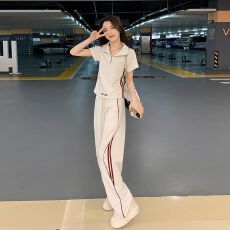 批发<b class='q'>夏</b>装搭配一整套2026新款韩系运动休闲短袖阔腿裤两件套潮#908