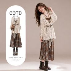 批发民族风套装女新款波西米亚设计感罩衫背心不规则半身裙套装