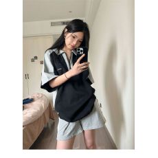 批发仿棉鱼鳞200克】夏新款运动<b class='q'>套装</b><b class='q'>女</b>宽松休闲Polo领短袖<b class='q'>短裤</b>两件套