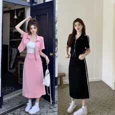 批发2026时尚<b class='q'>套装</b>女夏新款气质减龄开衫上衣半身裙两件套显瘦短裙<b class='q'>套装</b>