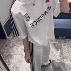 批发韩系休闲<b class='q'>运动服</b>套装女夏季<b class='q'>大码</b>女装胖mm印花短袖T恤+阔腿裤两件套