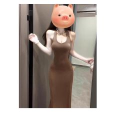 批发性感纯欲风套装不规则条纹长袖T恤罩衫打底挂脖<b class='q'>连衣裙</b>两件套装女