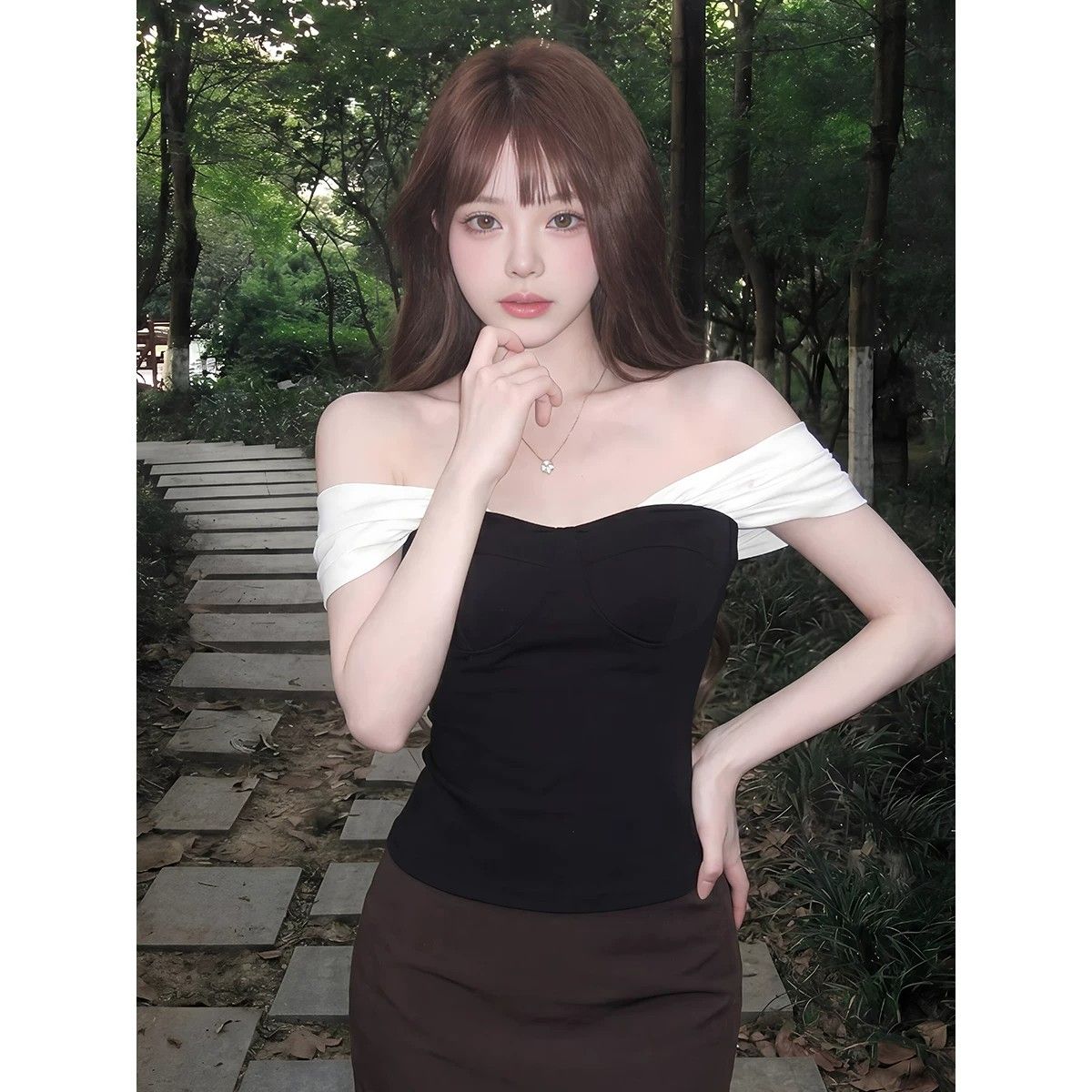 사람들 면 빈 가스 층 망사 패치워크 튜브탑 캐미솔 여름 오프숄더 핫걸 검정색 쇼트 스타일 맨위