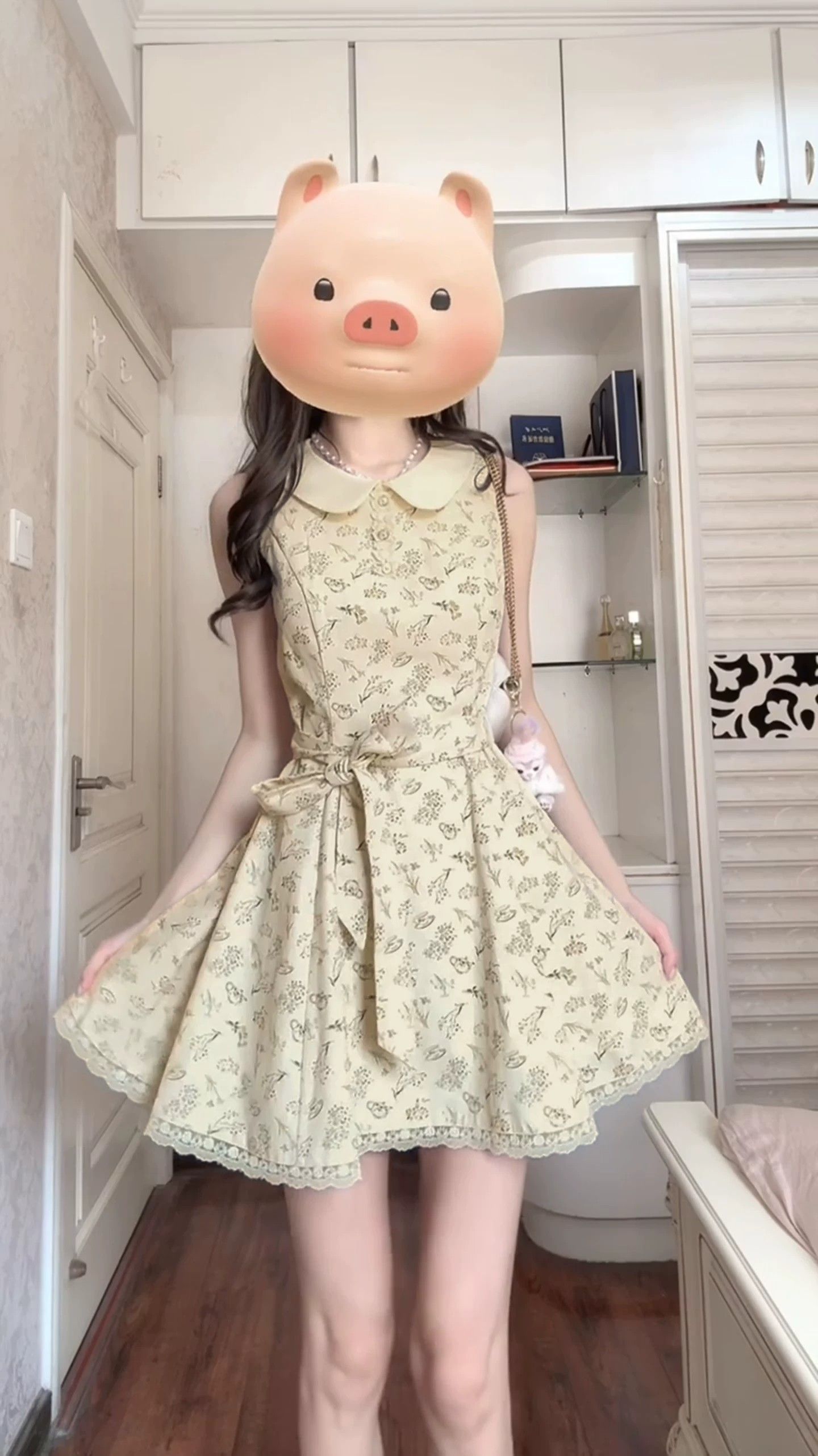 프랑스식 천 금빛 바람 베이비 칼라 꽃무늬 드레스 아이들 여름 2026 새로운 특별 아름다운 꼬집기 허리 작은 치마