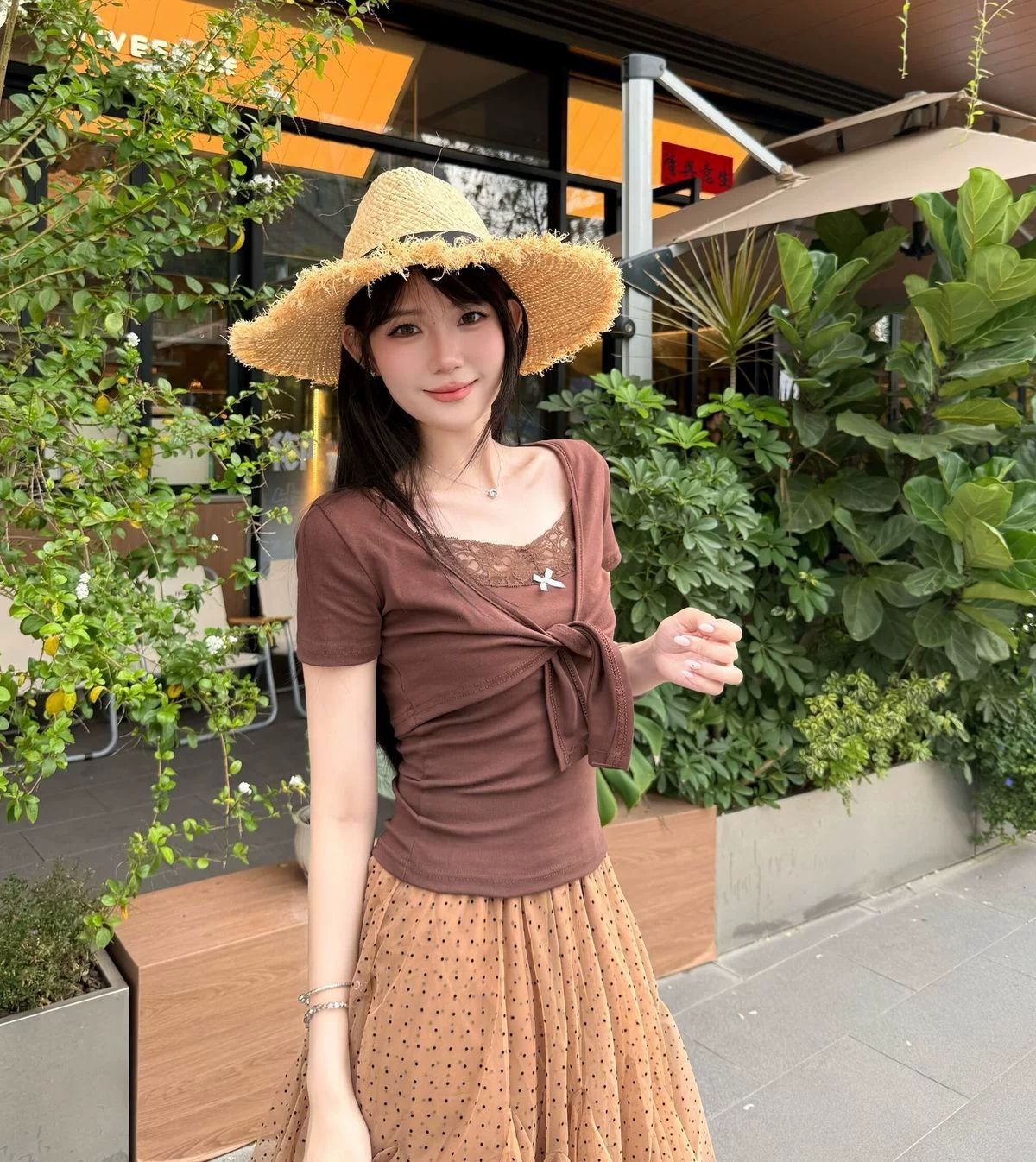 사람들 면 260 그램 아메리칸 섹시함 핫걸 바람 티셔츠 소녀 오픈 가디건 잡아라. 의류 레이스 조각 슬립 투피스 세트