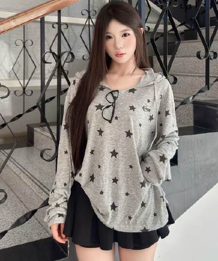 눈꽃 얼음 차가운 면 후드 긴팔 국방 블라우스