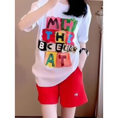 批发美式复古字母印花短袖t恤女2026新款小众潮牌中长款宽松<b class='q'>显瘦</b>上衣