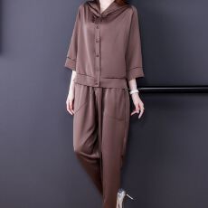 批发夏季新款大码<b class='q'>套装</b>女纯色连帽上衣<b class='q'>哈伦裤</b>宽松时尚两件套潮