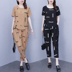 批发时尚休闲运动套装女2026夏新款大码宽松上衣<b class='q'>哈伦</b>裤两件套#