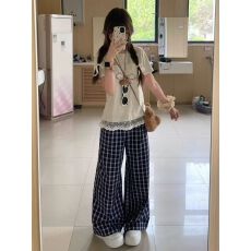 批发<b class='q'>运动</b>套装<b class='q'>女</b>夏季韩版宽松时尚短袖<b class='q'>长裤</b>休闲两件套