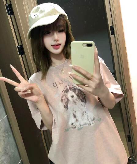 눈꽃 면 반팔 여성