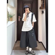 批发盐系少年感<b class='q'>休闲</b>运动<b class='q'>套装</b>女夏季美式宽松手绘字母短袖七分裤两件套