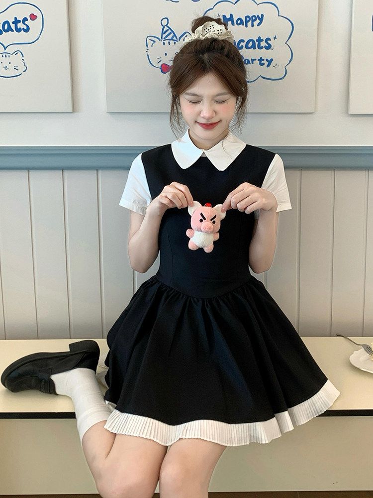 프랑스식 학원 스타일 착용 가져 가라. 여성 드레스 2026 초여름 새로운 작은 키 품격 한 마디 몸매 가꾸기 케이크 치마