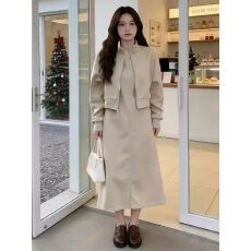 批发<b class='q'>秋</b>季大码洋气减龄遮肚显瘦套装女穿搭背心裙子两件套胖mm2-300斤