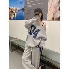 批发美式卫衣运动套装女<b class='q'>秋</b>季韩版宽松显瘦阔腿裤休闲两件套网红时尚潮