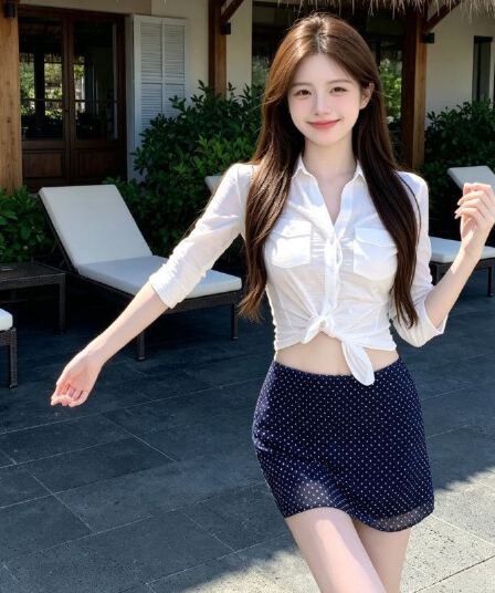 순면 대나무 마디 한 부서 폴로 칼라 허리 수축 5 점 소매 셔츠 도트 무늬 배색 한 마디 반신 스커트 여름 두 조각 여성 세트