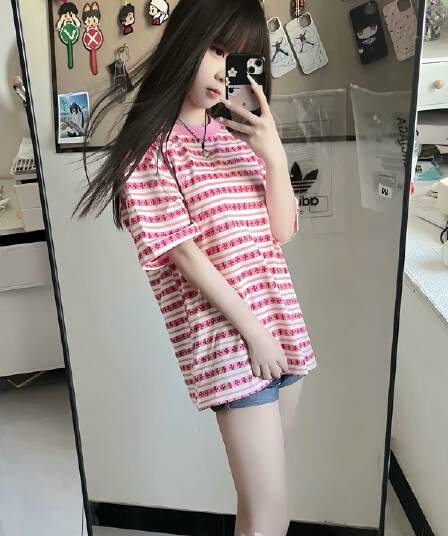 순면 220 그램 빗질하다 닫기 반팔 티셔츠 여성