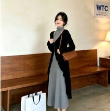 批发2026年新款高级针织内搭连衣裙子秋季新中式<b class='q'>女装</b>包臀长裙两件<b class='q'>套装</b>