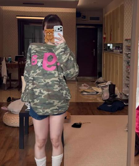 65 35 후아 남편 그리드 250그램 긴팔 티셔츠 여성