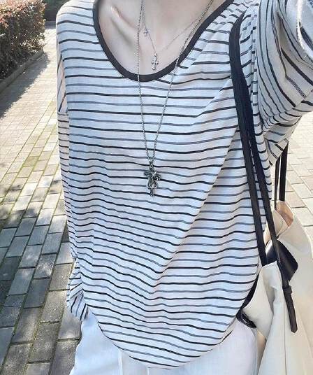 원본 솜씨 원본 원단 긴팔 티셔츠 여성