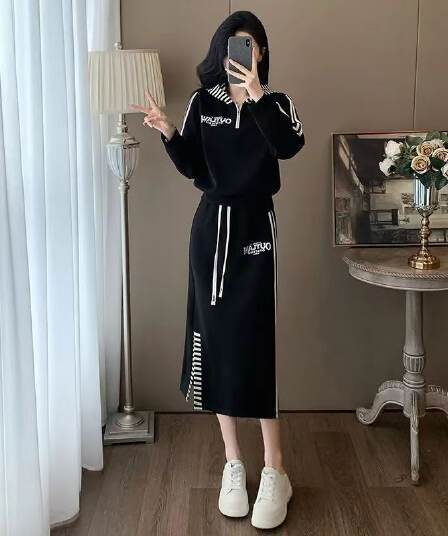 캐주얼 긴 바지 봄 가을 2026 단색 후드 달콤한 차가운 바람 오픈 가디건 긴팔 후드티 투피스 세트