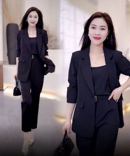 캐주얼 패션 세트 여성 의류 외국 가스 정장 2026 봄 드레스 새로운 품격 연령 감소 비즈니스웨어 정장 3종 세트