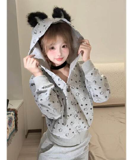 얇은 스타일 원본 부형제 이후 패키지 칼라 순수한 Mianhua 면 복합 후드티 여성
