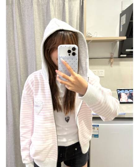 얇은 스타일 백금 지퍼 자수 주문 표준 이후 패키지 칼라 후아 남편 그리드 복잡한 후드티 여성