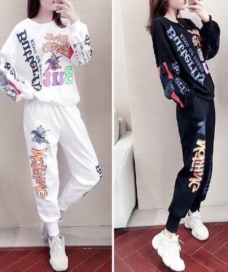 스포츠 슈트 여성 2026 봄 가을 새로운 루즈핏 패션 한국 스타일 인터넷 유명인 고스트 단계 외국 가스 후드티 캐주얼 투피스 세트