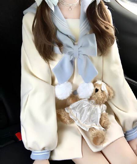 가을 겨울 새로운 귀여운 바람 연령 감소 해군 칼라 모직 코트 다용도 부드러운 찹쌀 센 부서 작은 키 여성 코트