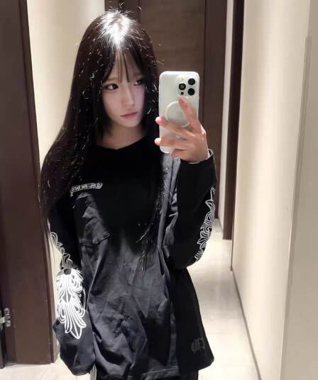 있음 주머니 순면 220 그램 빗질하다 닫기 긴팔 티셔츠 여성