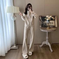 批发时尚套装女秋韩系褶皱收腰修身v领开衫<b class='q'>上衣</b>半身裙两件套