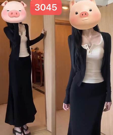 이른 가을 착용 가져 가라. 전체 집합 한 부서 분위기 센스 감기 느슨함 착용 가져 가라. 드레스 작은 키 이른 봄 세 조각 세트