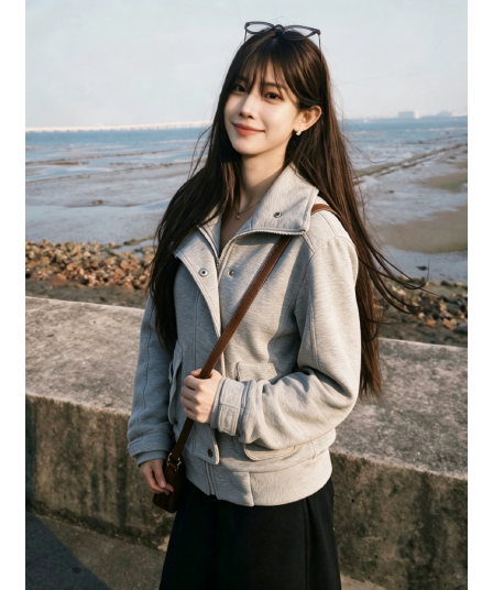 모방 Mianhua 면 복합 320 그램 작은 대중 디자인 고급 센스 패션 다용도 후드티 여성 가을 겨울