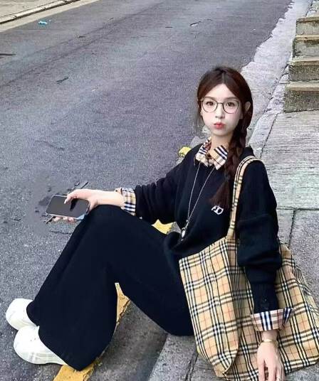 모방 면 사선 무늬 당겨 프레임 250그램 스포츠 슈트 여성 봄 가을 루즈핏 페이크 레이어드 후드티 캐주얼 투피스 세트