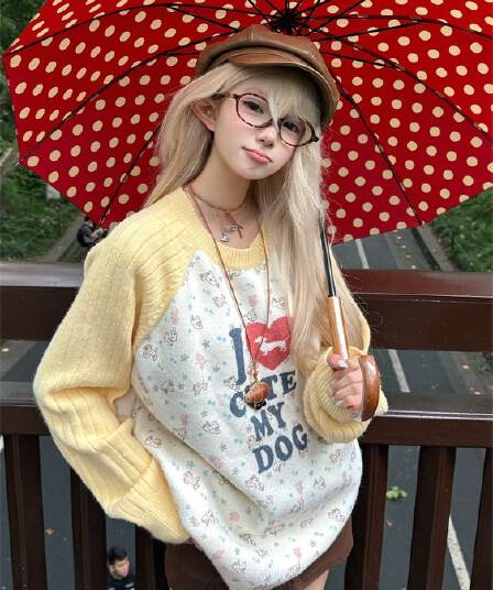세 양 플러시 긴팔 스웨터 여자