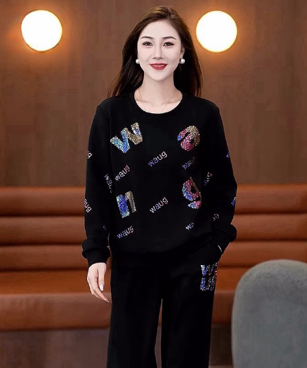 가을과 겨울 이후 패키지 칼라 전체 조각 세트 뜨거운 주간 고양이 흔들어서 톤 품질 후아 면 순면 복합 우유 실크 투피스 세트