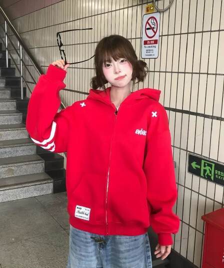 얇은 스타일 털이 있는 백금 지퍼 이후 패키지 칼라 순수한 Mianhua 면 복합 후드티 여성
