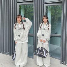 批发休闲<b class='q'>运动服</b>套装女学生秋冬美式宽松<b class='q'>大码</b>卫衣阔腿裤ootd两件套