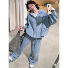 批发韩版宽松慵懒风卫衣运动套装女早<b class='q'>春</b>新款休闲显瘦阔腿长裤两件套潮