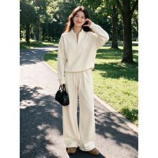 批发老钱风卫衣阔腿裤两件套女<b class='q'>秋</b>季2026新款高端精致轻奢风套装