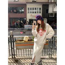批发韩系慵懒风休闲<b class='q'>运动服</b>套装刺绣女<b class='q'>宽松</b>减龄卫衣半身裙小个子两件套