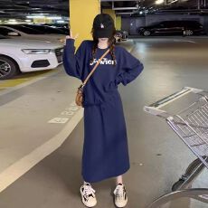 批发<b class='q'>套装</b>女秋冬港风小众百搭宽松套头字母卫衣休闲半身裙时尚两件套潮